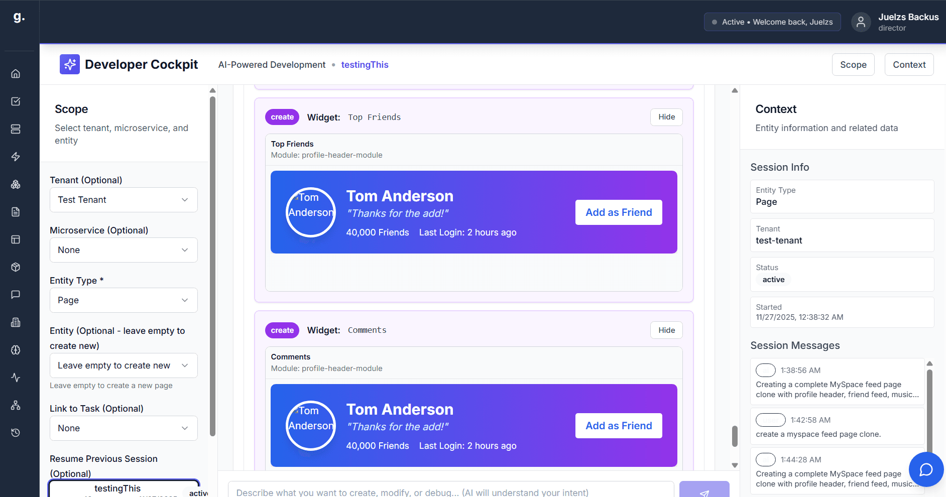 Developer Cockpit - AI-powered code generation